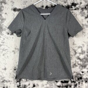 Jaanuu Scrub Top Womens Size Medium Gray Performance Stretch V-Neck